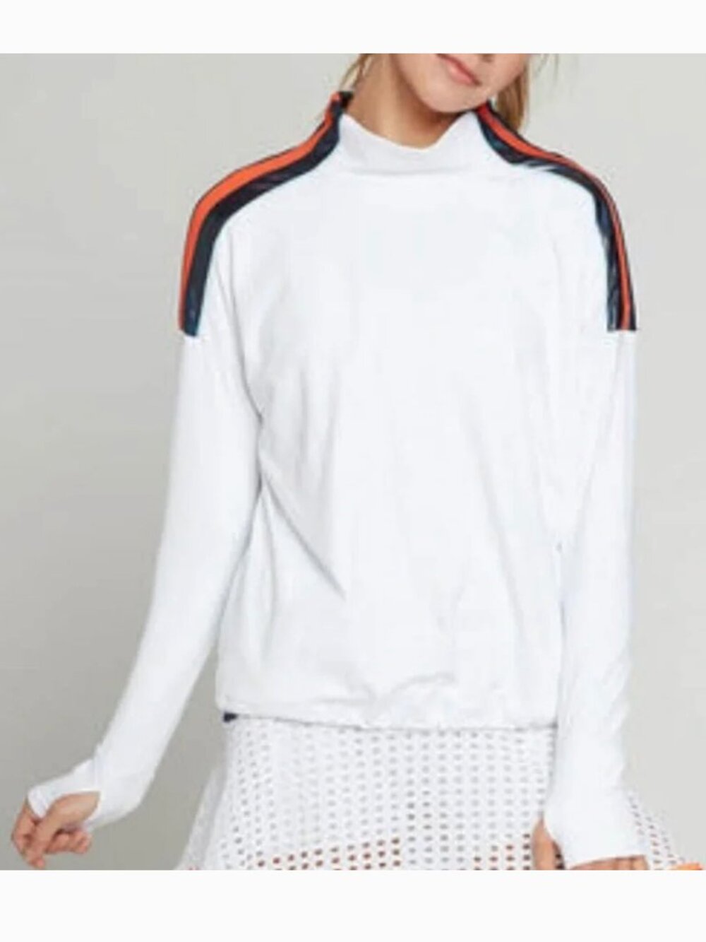 L'etoile white turtleneck pullover jacket top small.